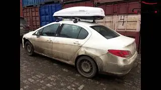 Пежо (Peugeot) 408 с автобоксом Hapro Traxer 6.6 на крыше