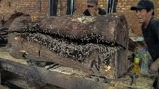 Very fast!! without any sophisticated tools, wood this big can be split at high speed!! amazing!!