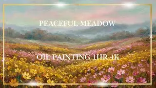Silent 4K Flower Field Painting 🌸 | Peaceful Meadow Landscape | No Sound | 1 Hour