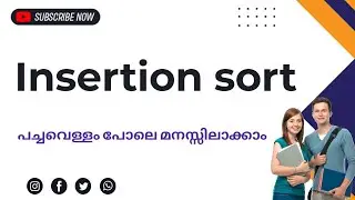 Insertion sort|sorting|insertion sort in Malayalam|Datastructure using c