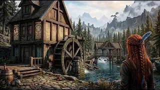 Skyrim ASMR: 4 Hours of Gentle River & Watermill Forest Sounds for Relaxation & Deep Sleep