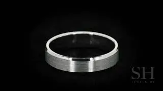 Men's white gold satin finish wedding band with bevelled edges (5mm) - W0142