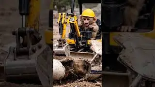 a baby monkey drive a jcb and break a old aeroplane #jcb #monkey #shorts #viral #trending