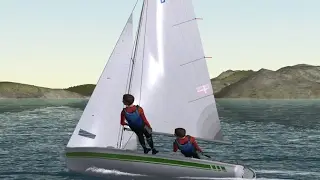 Sailing the 420 dinghy. Captured from the sailsimulator programme: Sail Simulator 5