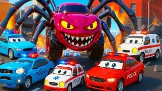 Spider Car Trouble in the City | Police Car and Spider Car in the City