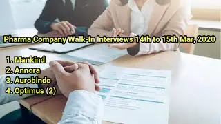 Pharma Company Walk-in Interviews 14th to 15th Mar, 2020