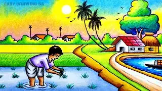 பசுமையும் பாரம்பரியமும் ஓவியம்/pasumayum parambariyamum drawing/Greenery and Tradition drawing 