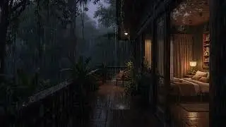 Soft Woodland Rain on a Quiet Cabin 🏡 Warm Indoor Ambience for Restful Sleep | 4K – No Ads