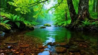 Tranquil Forest Nature Ambience | Soothing River Water Flow | Soothing Birds Chirping Ambience