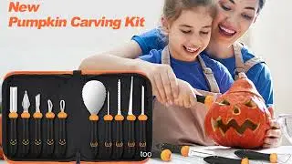 Professional Pumpkin Carving Kit 10 Tools Included - Heavy Duty Stainless Steel Double-Sided Sculpti