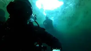 Florida sinkhole covered with duckweed (cave diving scuba)