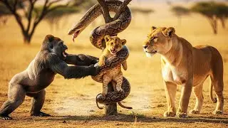 Baby Lion Trapped by Anaconda&hellip; What Happened Next Will Shock You