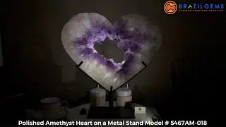 Model # 5467AM-018 Polished Amethyst Heart on a Stand by BrazilGems.com 🏷 FOR SALE🛍🛒Shop Now 