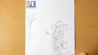 Sketch of Ganesha with kite | makar sankranti special| Ganesh ji | Ganesha kite sketch | Learn Easy.