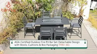 AGA-Certified Outdoor Fire Pit Bar Set: Detachable Design,Cushions & Box Packaging TFBD-361