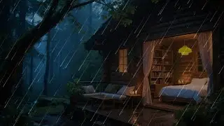 🌧️ Deep Sleep in a Cozy Forest Cabin | Gentle Rain Sounds All Night