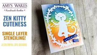 SERENITY NOW! Funny Zen Kitty Card. Single layer ink blended kitten cuteness!