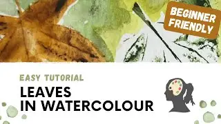 How do you use leaves to create textures in watercolour?