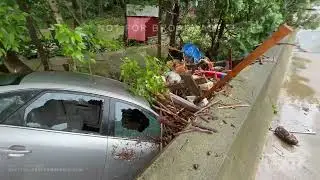 07-16-2023 Martins Creek, PA - Car Washed Under Bridge, Structural Damage, Road Washout