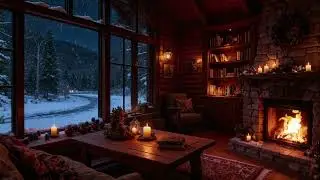 Peaceful Winter Ambience for Sleep & Relaxation ❄️ Calm Piano Music & Warm Fireplace to Relax