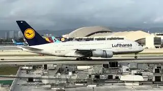 Rare Lufthansa A380-841 D-AIMN 07R landing