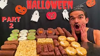 ASMR MUKBANG HALLOWEEN, CHOCOLATES CUPCAKES, MARSHMALLOW CAKES, REESES, CHOCOLATE POPCORN PART 2