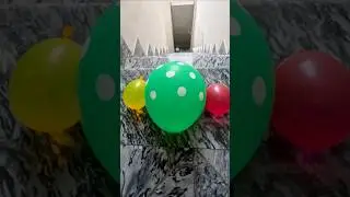 Green Polka Dot, Yellow & Red Balloons VS Stairs! Only One Failed! 💥😱