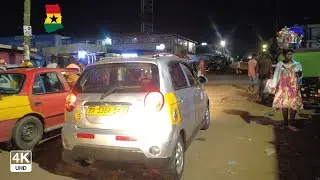 Techiman Main Bus Station at Night in Ghana 4K
