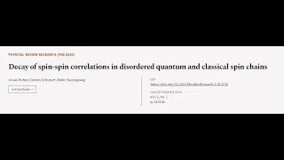 Decay of spin-spin correlations in disordered quantum and classical spin chains | RTCL.TV
