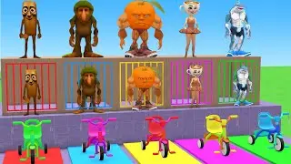 Long Slide Game with Cow Elephant Gorilla Hippopotamus Tiger 3d Animal Game Funny 3d Animals