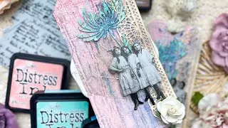 Distressed tag tutorial using Tim Holtz Idea-ology Paper dolls, distress ink, and cracked texture