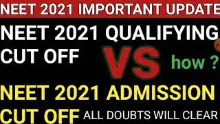 neet 2021 qualifying cut off vs admission cut off | neet 2021 minimum qualifying cut off | neet 2021