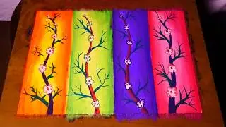 Easy Contemporary Flowers & Trees Abstract Painting Using Finger For Blurring | Neopastel Carandache