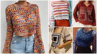 Crochet Multicoloured cotton thread top/crop top/tunic top design ideas