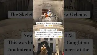 Дом скелетов в Новом Орлеане. Пара, запечатленная на огромном экране на концерте Coldplay в Доме ...
