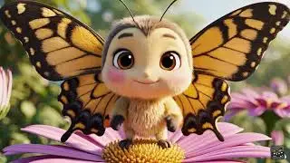 Cute Looking Furry Butterfly Ball Flying with dog and mouse! #kids #funny #cute #furry #animation