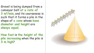Stewart Calculus | Related Rate | Gravel in cone shape problem