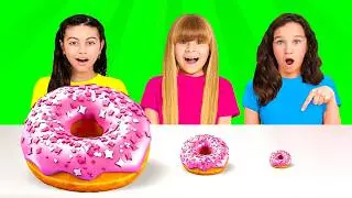GIANT vs. TINY FOOD CHALLENGE | BIG VS MEDIUM VS SMALL with DIANA