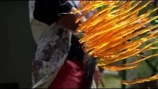 Jelly being hit with a tennis racket