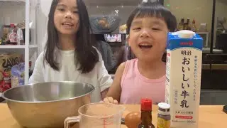 Making pancakes with my little brother