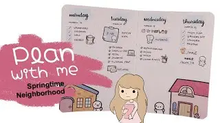 Plan with me | Springtime Neighborhood | Bullet Journal Setup | Weekly Spread | March 2025