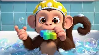 Cute Monkey Bath Time! 🛁 #Shorts #ViralShorts #CartoonForKids #NurseryRhymes #Preschool #trending