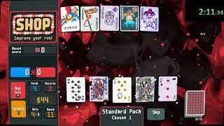 Balatro / checkered deck / red Stake / RS / skipless speedrun WR 5:36