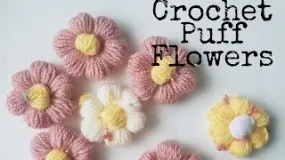 How To  Crochet A Puff Flowers (easy)/Cum Sa Crosetezi Flori Pufoase