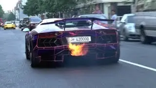 2 LOUD Lamborghini Aventadors SPITTING FLAMES In London!!