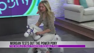 Studio 814's Morgan Koziar tests out the Power Pony
