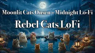 【Lo-Fi Relax/Sleep Music】Moonlit Cats Onsen – Midnight Lo-Fi