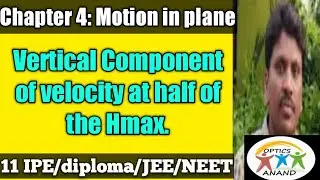 Vertical component of velocity at half of the maximum height (H/2)|JEE NEET|chapter 4 class11