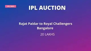 RAJAT PATIDAR TO ROYAL CHALLENGERS BANGALORE | RCB PLAYERS LIST | IPL 2021 | IPL AUCTION 2021