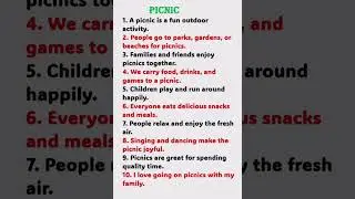 10 Lines on Picnic, Short Essay on Picnic, Make sentence on Picnic #essaywriting #essaywritingskills